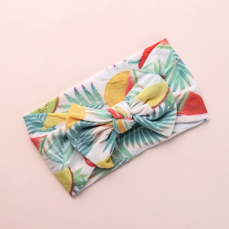 New Cute Fruit Floral Print Bow Baby Headband for Baby