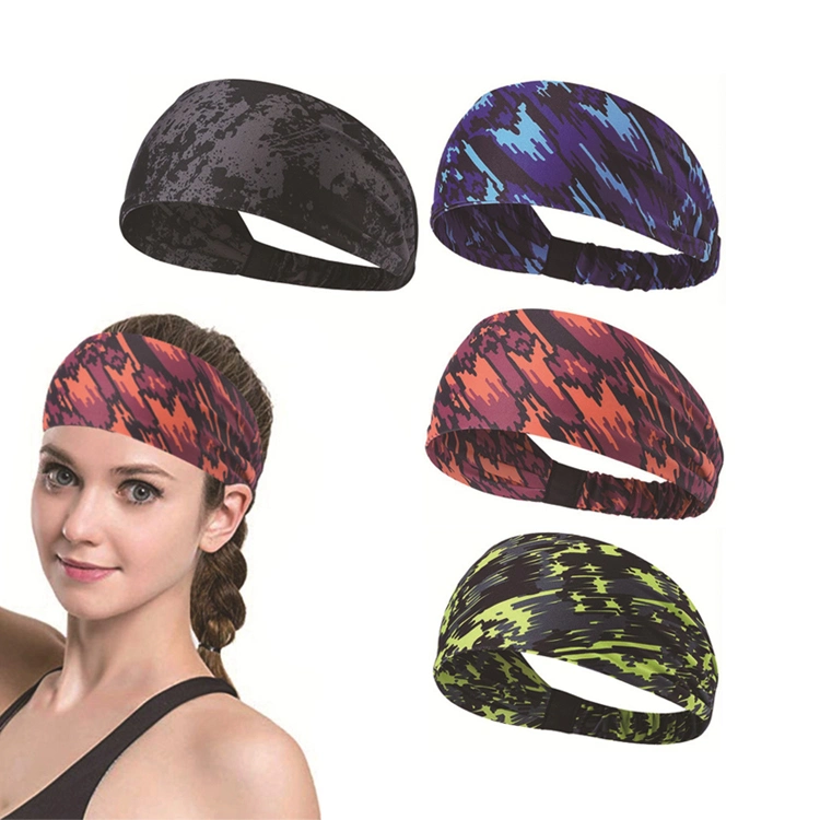 New Trendy Moisture Wicking Sports Hair Ornament Bandana Hairbands, Custom Printed Camouflage Gym Turban Headwear Head Wraps Headbands for Men and Women