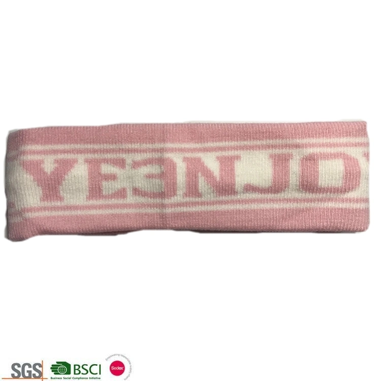 Customized Comfortable Winter Sweat Embroidered Elastic Yoga Sports Sweatband Knit Headband