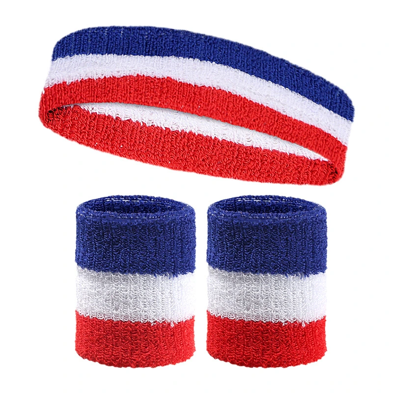 Wristbands Sweatbands Colorful Striped Sweatband Set for Men and Women