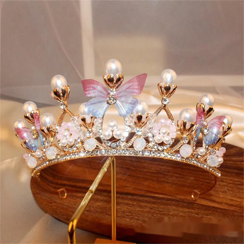 Wholesale Kids Pink Crystal Tiara Girls Princess Costume Rhinestone Crown Headband