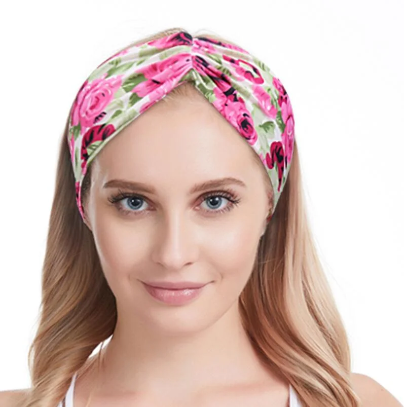 Women Headband Boho Floal Style Criss Cross Head Wrap Hair Band