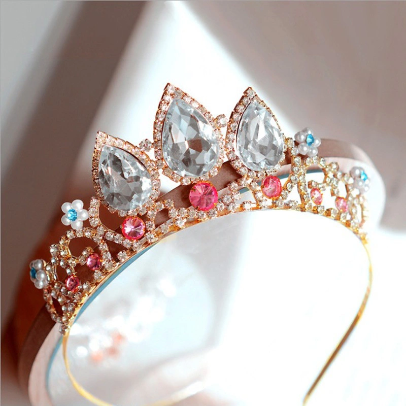 Fashion Children Hair Accessories Head Accessories Teardrop Cute Crown Rhinestone Hairpin Crown Baby Headband