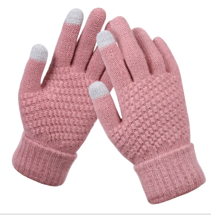 Adult Unisex Chunky Knit Acrylic Customized Winter Gloves for Touchscreen