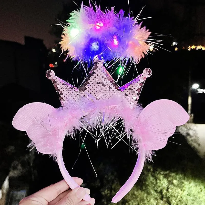 Hair Accessories Girls Hair Band Christmas Angel Feather Hair Clip Light up Headband