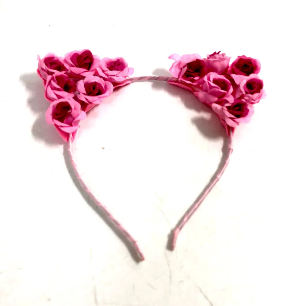 Pink Rose Hair Clasp Cute Flower Cat Ears Hair Band in Stock