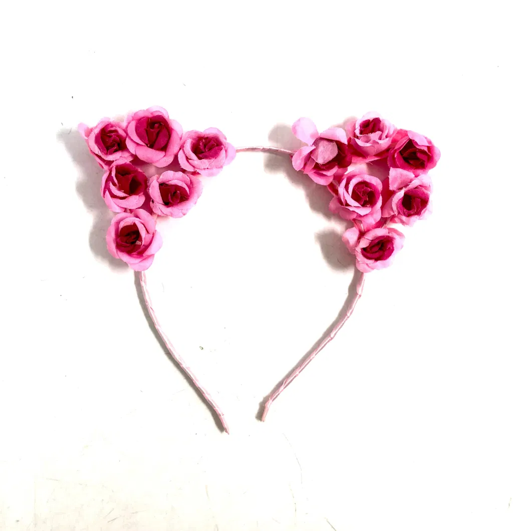 Pink Rose Hair Clasp Cute Flower Cat Ears Hair Band in Stock