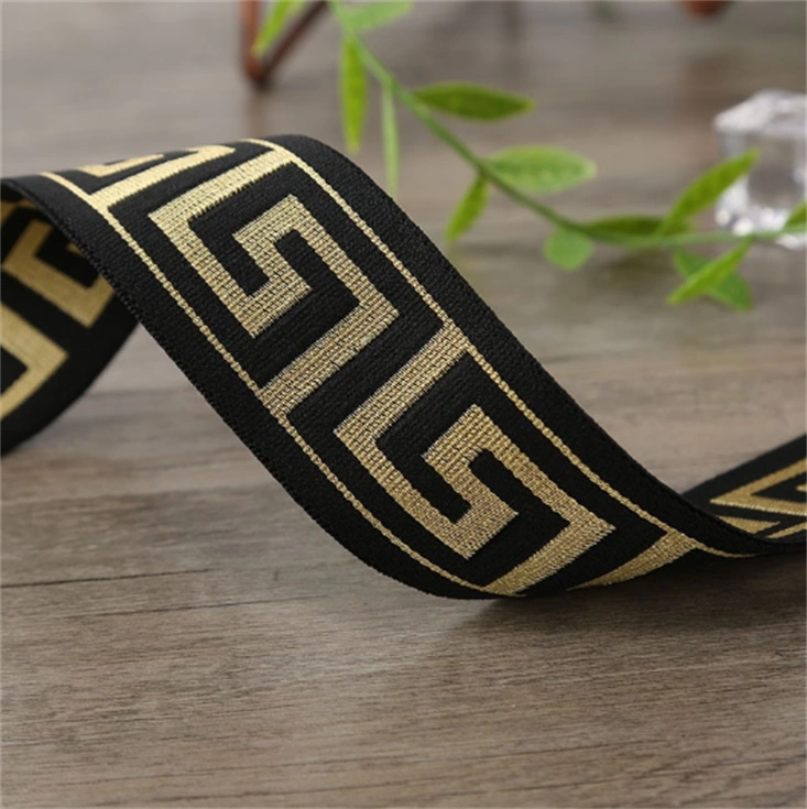 Nylon Jacquard Webbing Logo Women Dress Elastic Ribbon