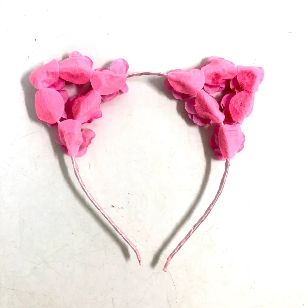 Pink Rose Hair Clasp Cute Flower Cat Ears Hair Band in Stock