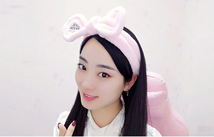 New Soft Coral Fleece Hairbands Women Facial Makeup Head Band SPA Hair Band Turban Bow Headband for Women