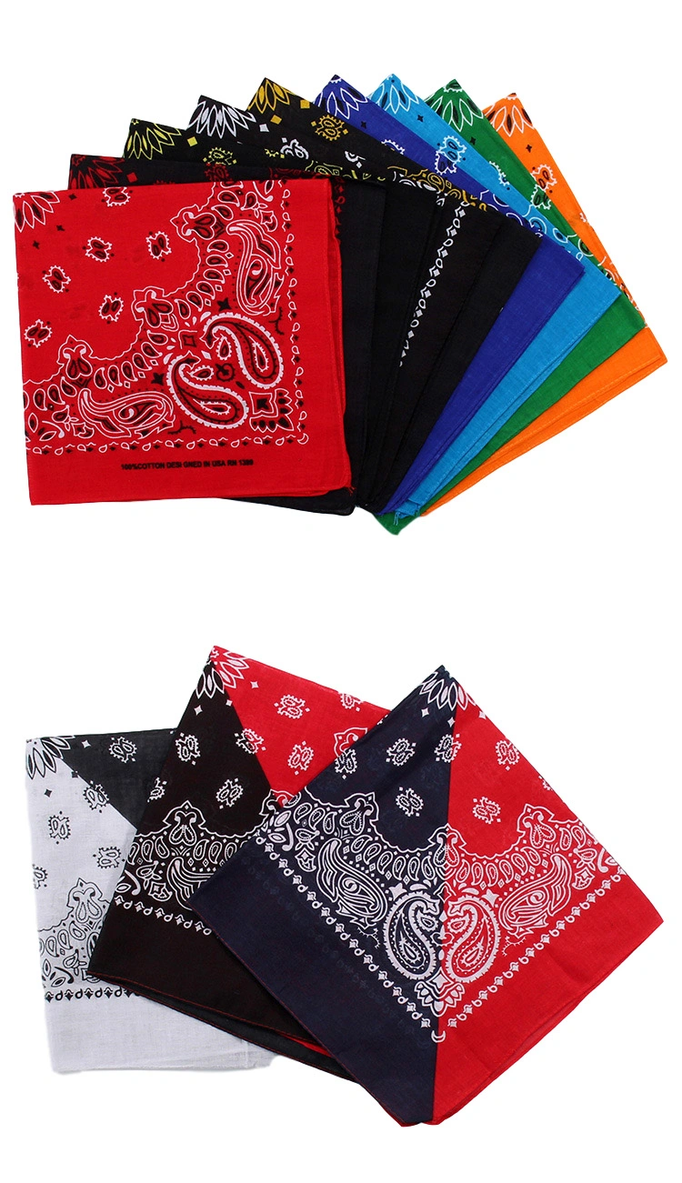 High Quality Hip Hop Paisley Cotton Head Customized Kerchief Hair Ties Multifunctional Neck Square Scarf Cashew Bandana