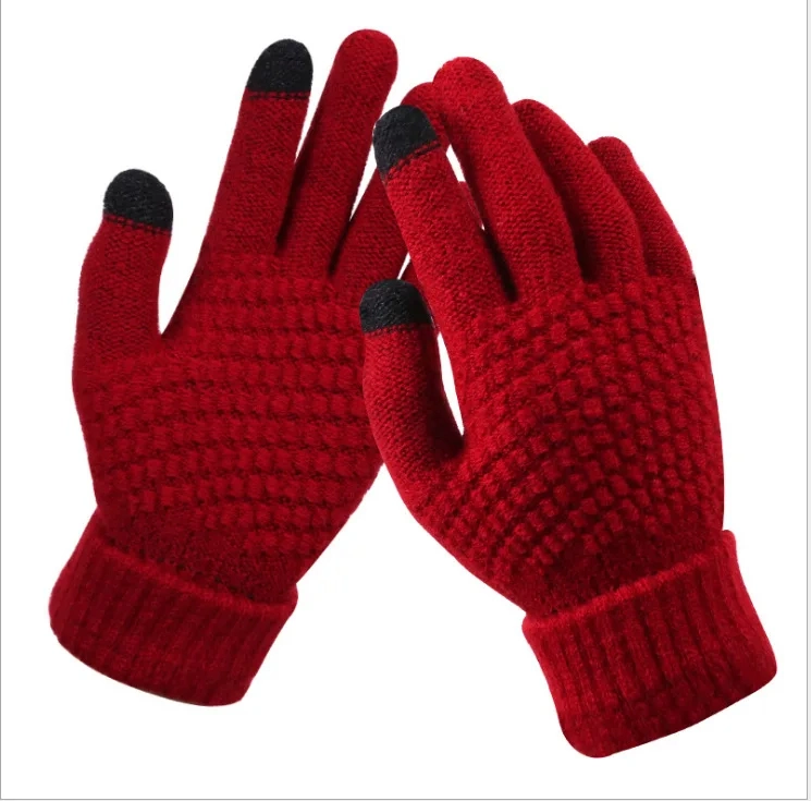 Adult Unisex Chunky Knit Acrylic Customized Winter Gloves for Touchscreen