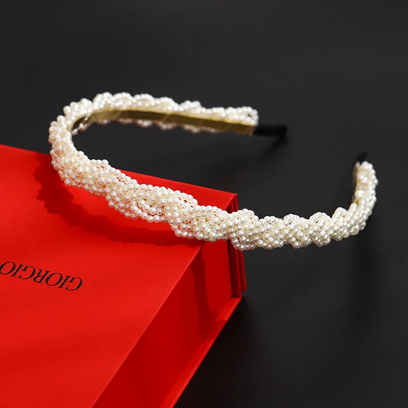 14 Styles Simulation Pearl Hairbands Women Hair Accessories Korean Handmade Bow Flower Hoops Headband Wedding Ornaments 2023 New