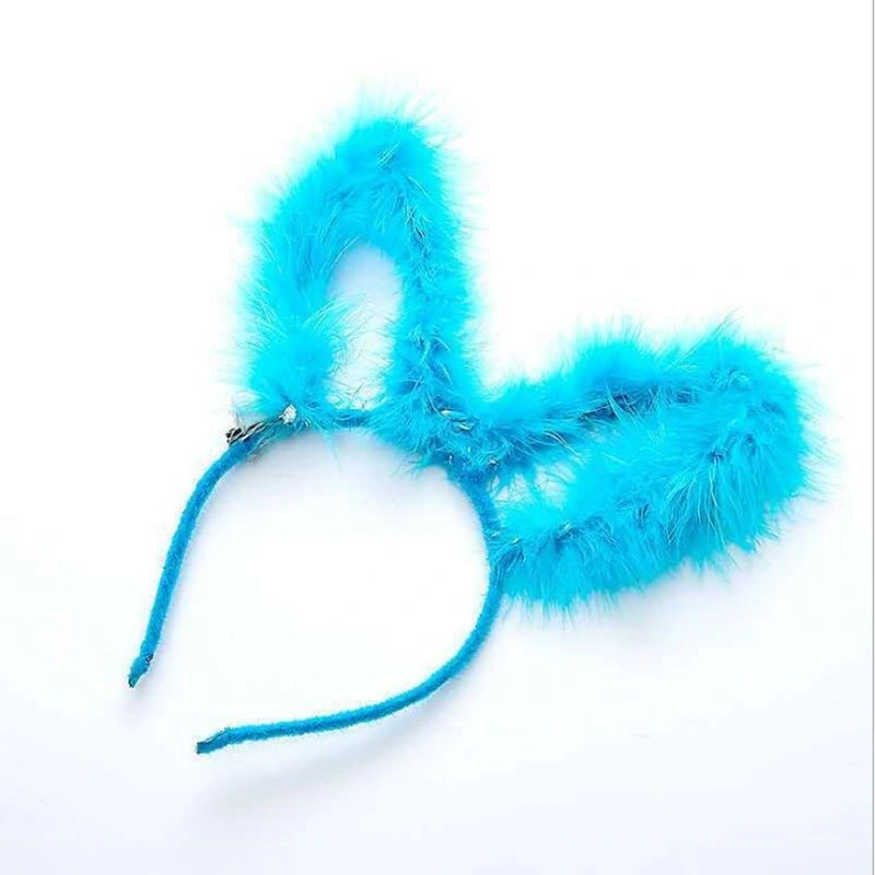 Glowing Feathered Rabbit Ears Glowing Plush Gold Wire Cat Ear Headband