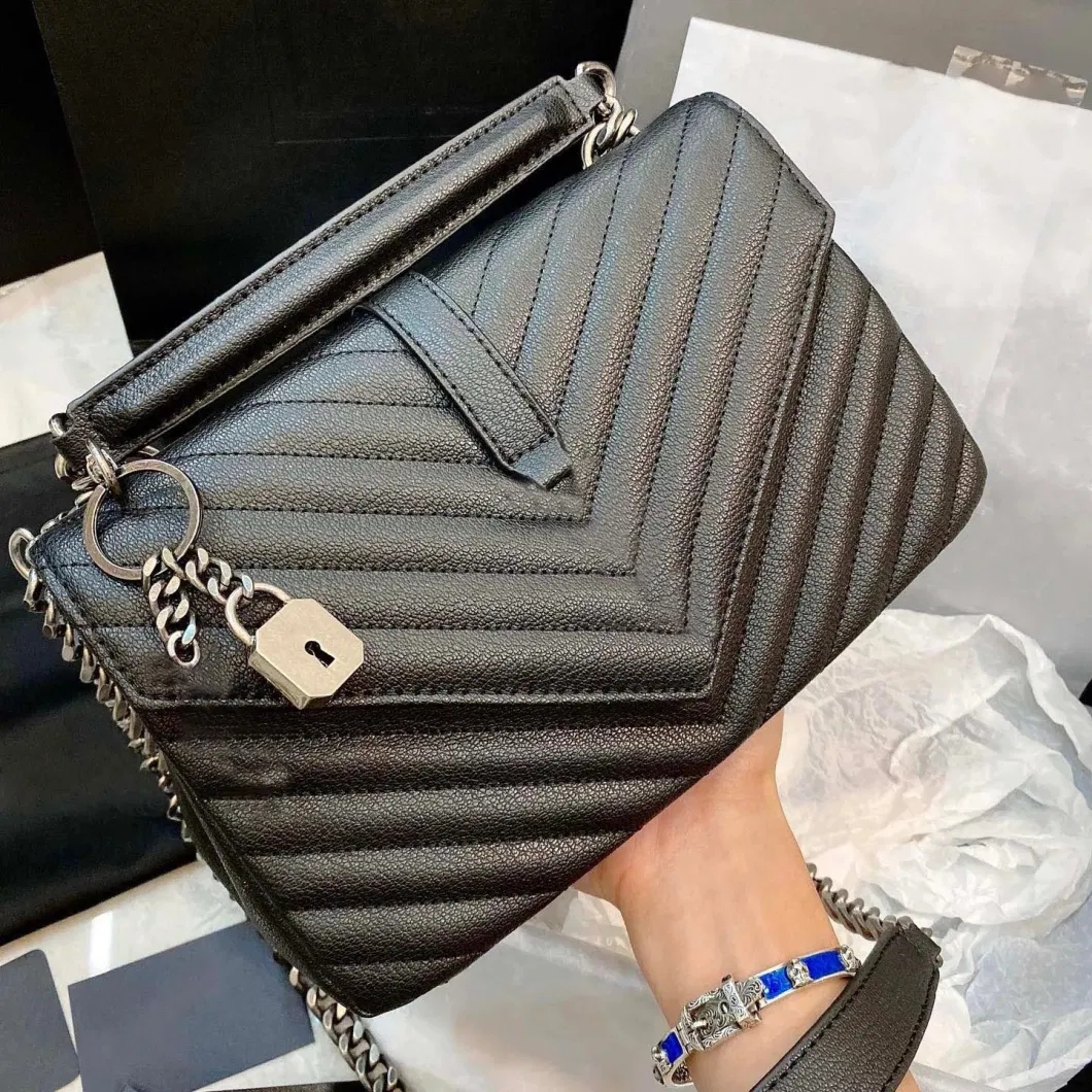 Designer Shoulder Bags Women Luxury Brand Handbags Tote Bag Black Calfskin Classic Diagonal Stripes Quilted Chains Double Flap Fashion Cross Body Bags