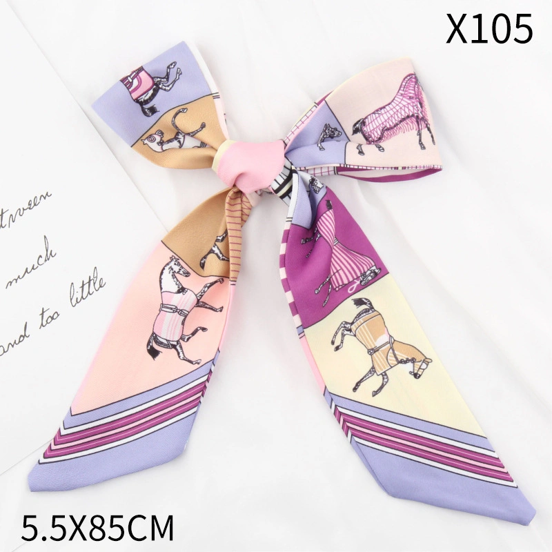 Twill War Horse Small Scarves Spring and Summer Thin Ribbon Headband