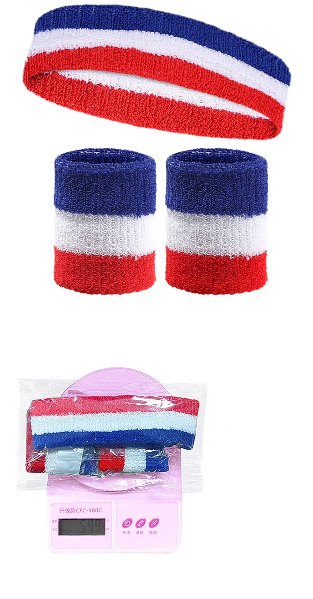 Wristbands Sweatbands Colorful Striped Sweatband Set for Men and Women