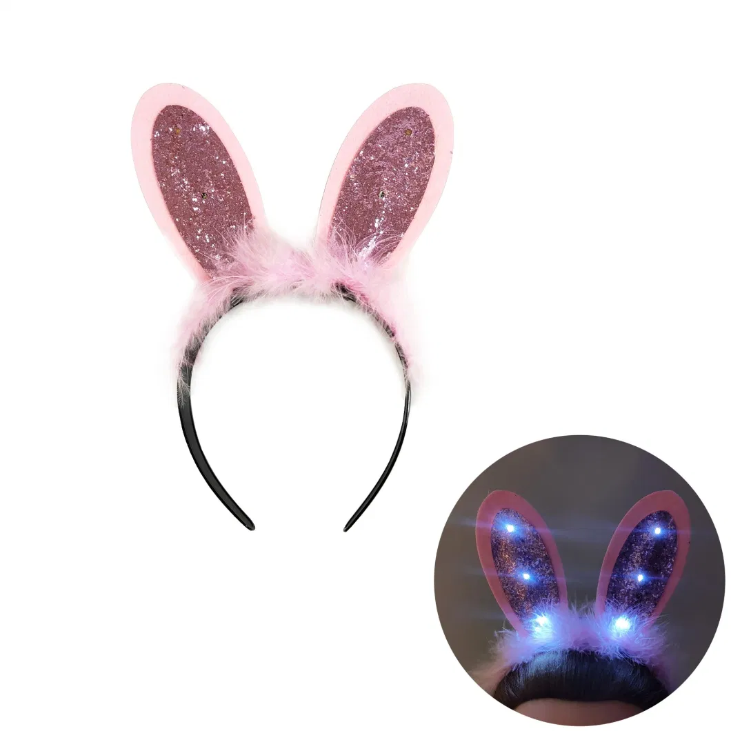 Easter Light up Headband Pink Rabbit Design