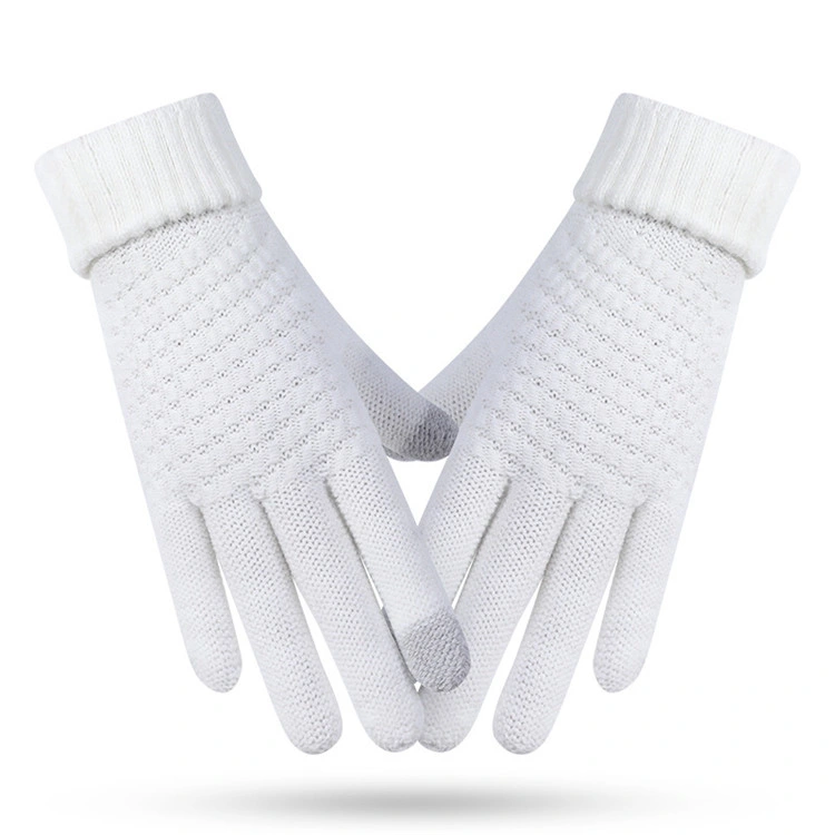 Adult Unisex Chunky Knit Acrylic Customized Winter Gloves for Touchscreen