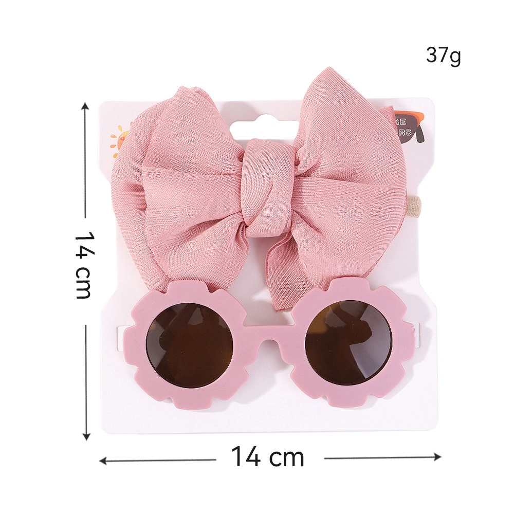 Cute Baby Sunglasses Set Fashion Bow Multi-Color Sun Protection Glasses with Headband