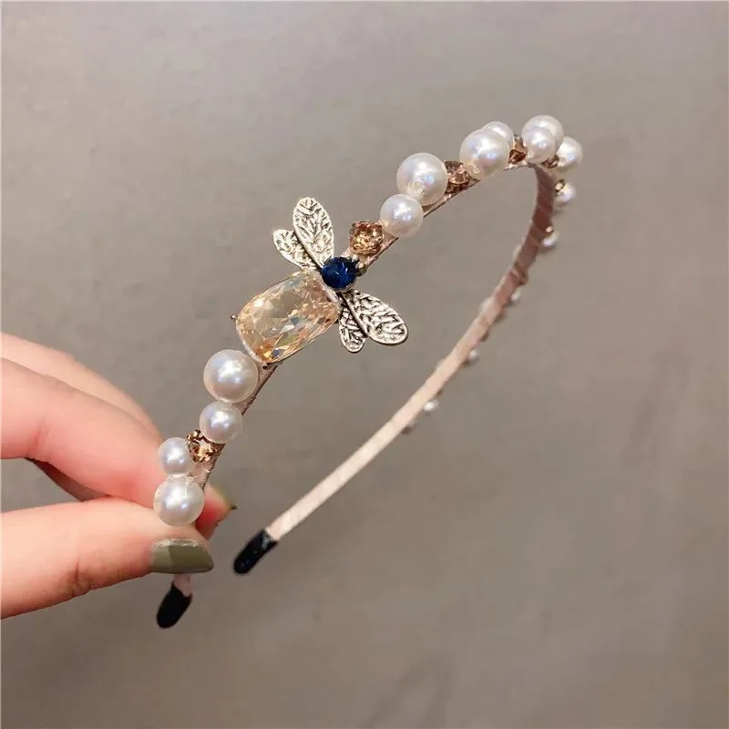 Cute Bee Head Band Hair Band Pearl Designer Women&rsquor; S Hair Band Crystal