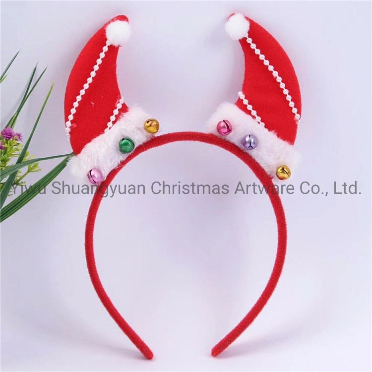 Red Christmas Headband with Decorative Ornaments for Christmas Decoration