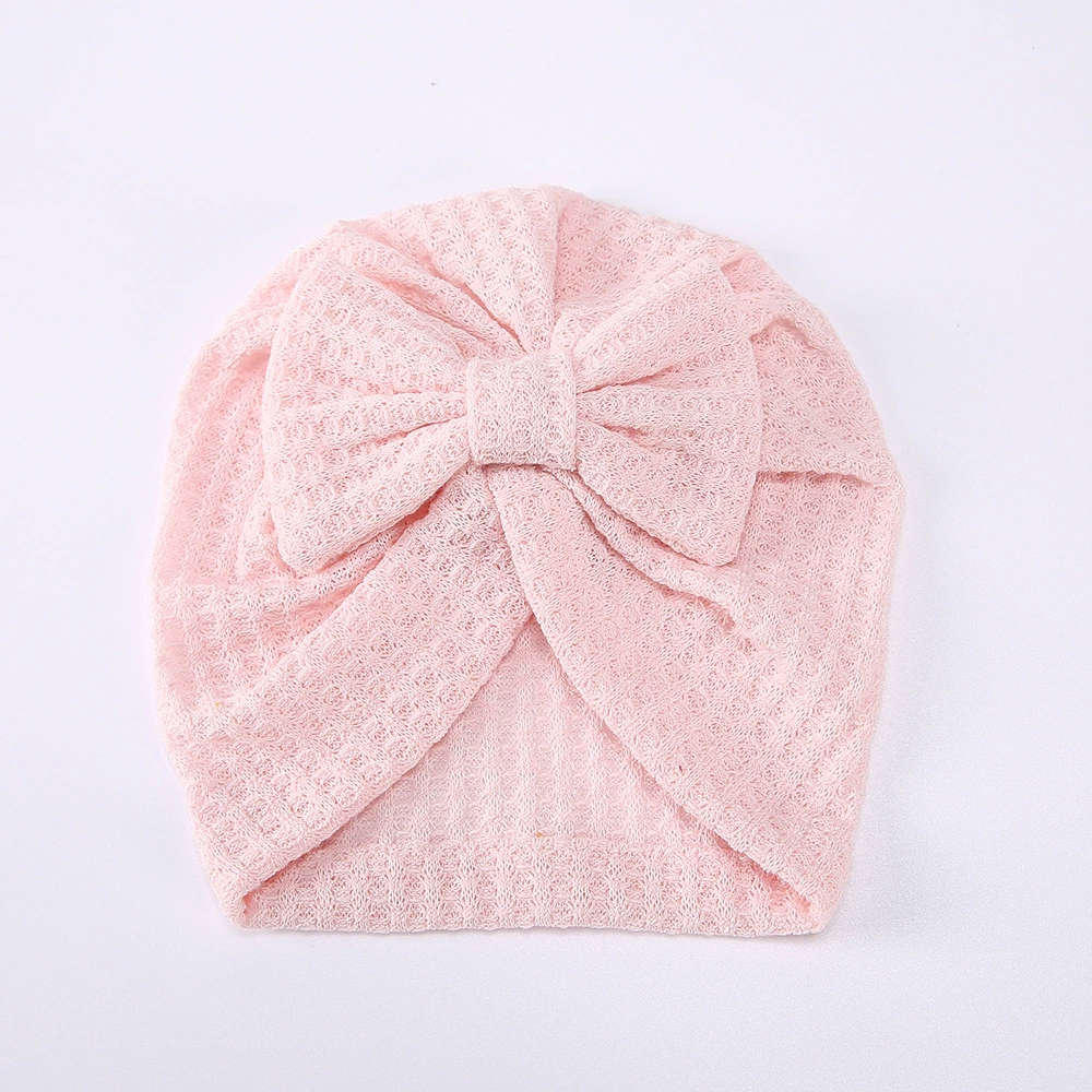 New Children&prime;s Waffle Wool Hat Bow Indian Pullover Hat Headband for Baby