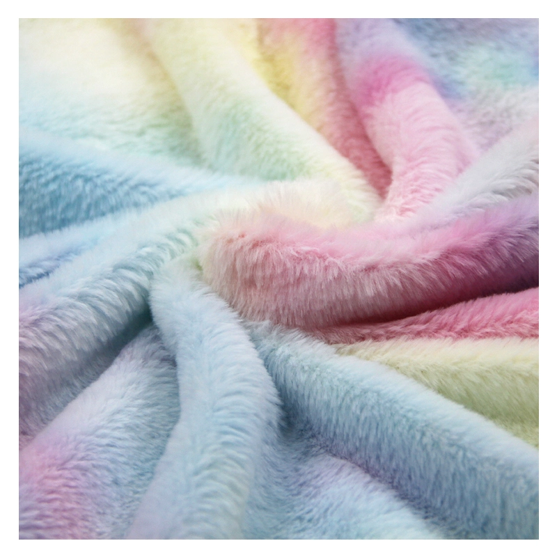 Tie-Dye Rabbit Hair Fabric Polyester Knitted Fabric