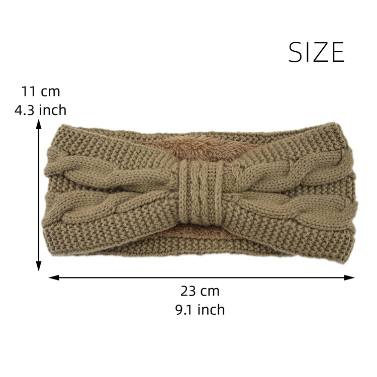 Warn Bow Fuzzy Fleece Lined Bow Hairband Knitted Headband Winter for Women