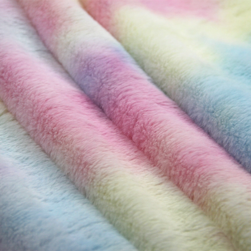 Tie-Dye Rabbit Hair Fabric Polyester Knitted Fabric