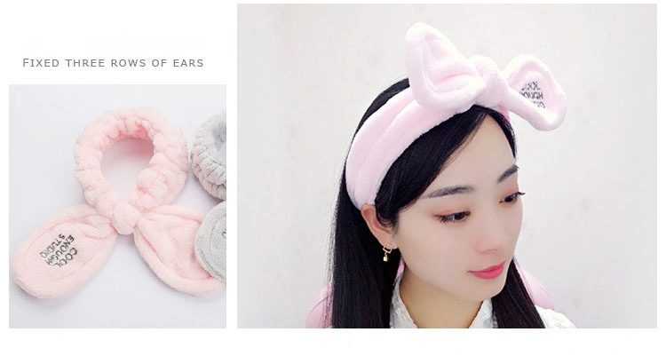 New Soft Coral Fleece Hairbands Women Facial Makeup Head Band SPA Hair Band Turban Bow Headband for Women