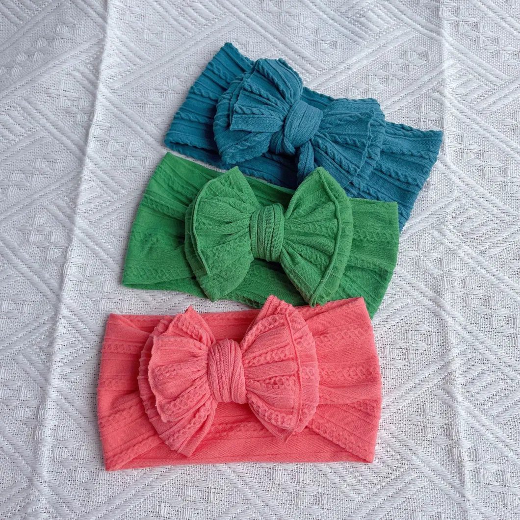 Baby Hair Accessories Children Nylon Twist Bows Hair Band Soft Silk Ornament Decoration Fabric Girl Cotton Flower Bowknot Knitted Headband