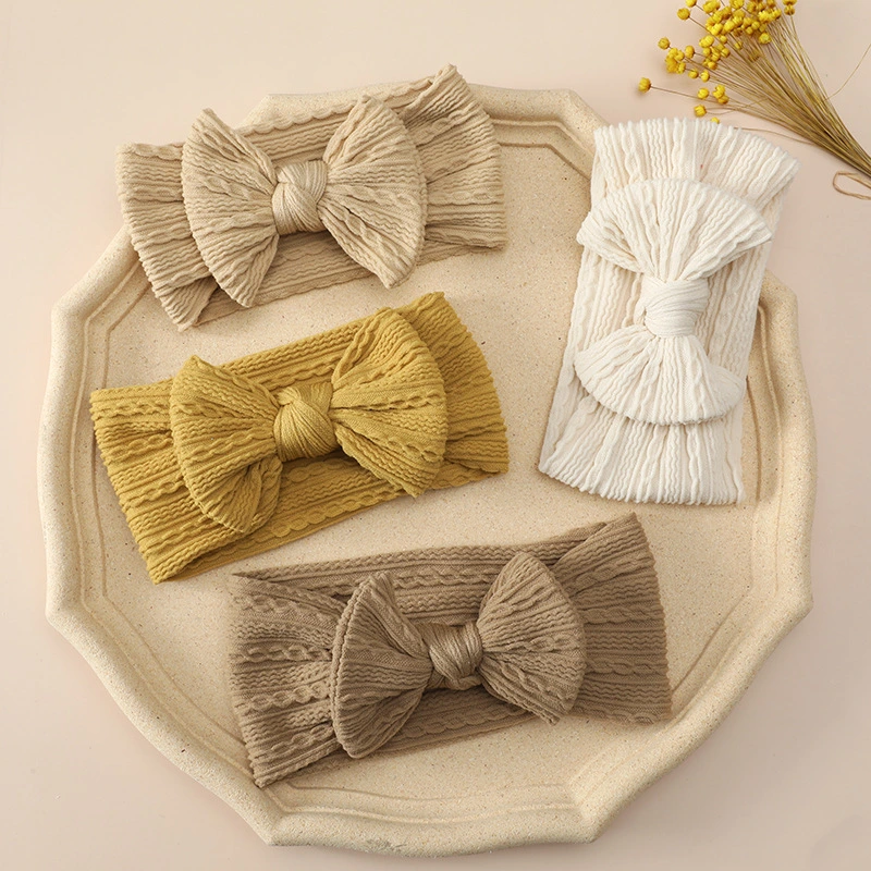 New Children&prime;s Hair Ins Selling Knitted Pure Cotton Bow Headband for Baby