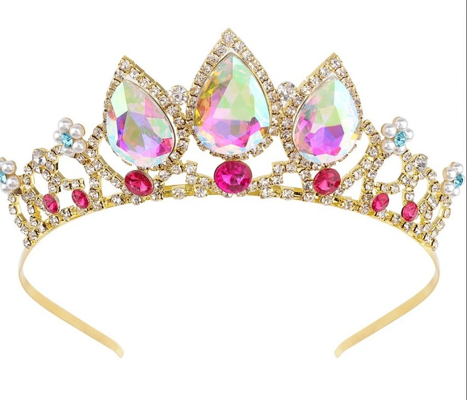 Fashion Children Hair Accessories Head Accessories Teardrop Cute Crown Rhinestone Hairpin Crown Baby Headband