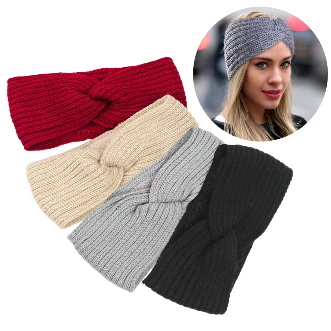 Fashion Women Lady Crochet Bow Knot Turban Knitted Head Wrap Hairband Winter Ear Warmer Headband