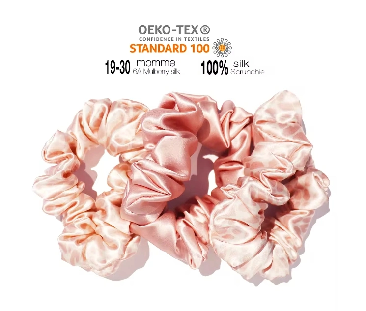 100% Pure Silk Scrunchies for Women Customizable Size and Color Soft Satin Silk Hair Ties for Beauty
