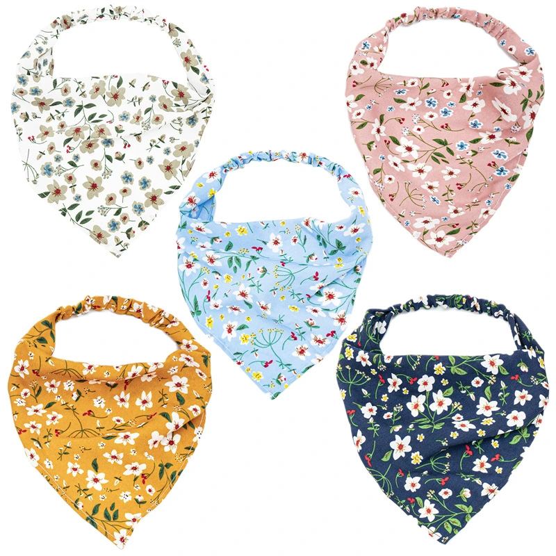 Floral Elastic Kerchief Thin Flower Cloth Headband Triangle Scarf Hair Ornaments Bandanas