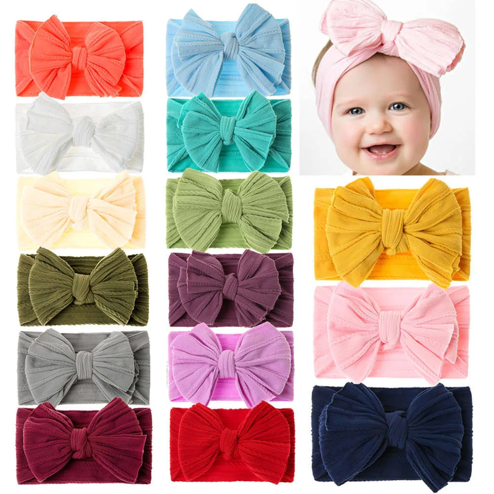 Wholesale Colorful Handmade Big Bow Baby Hair Band Lovely Hair Accessories Soft Elastic Hairband Headband for Kids Baby