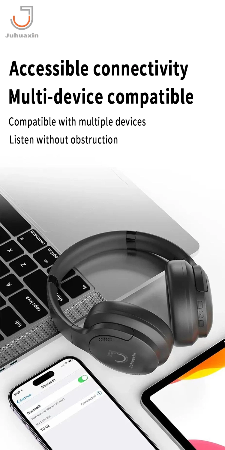 Juhuaxin Ju-HP01 Hush Wireless Noise Cancelling Headphones Anc Bluetooth Headset Over Ear Workout Black White Hi-Res Stereo Sound Earphone