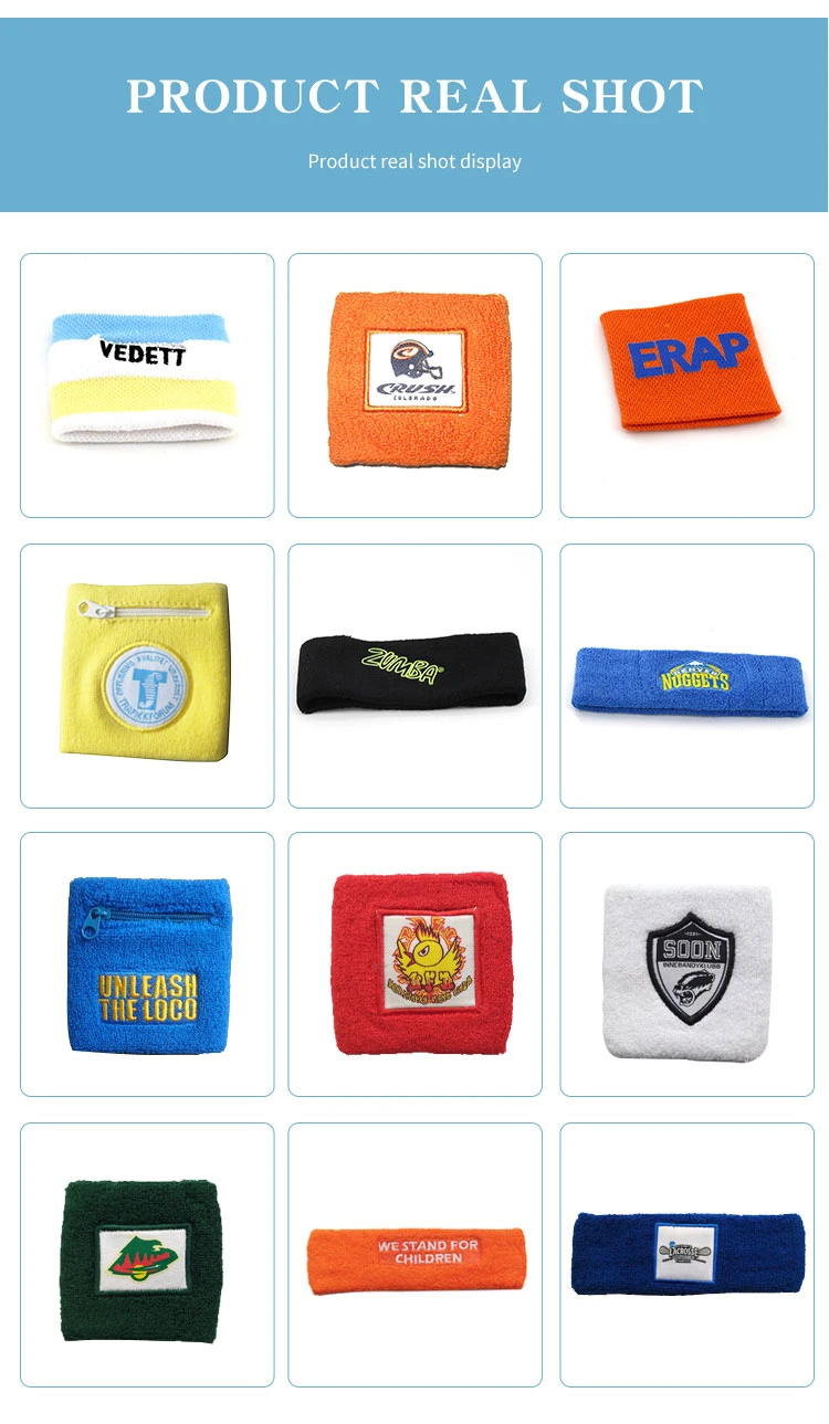 Custom Sports Basketball Football Terry Cloth Embroidery Women Men Cotton Elastic Headbands