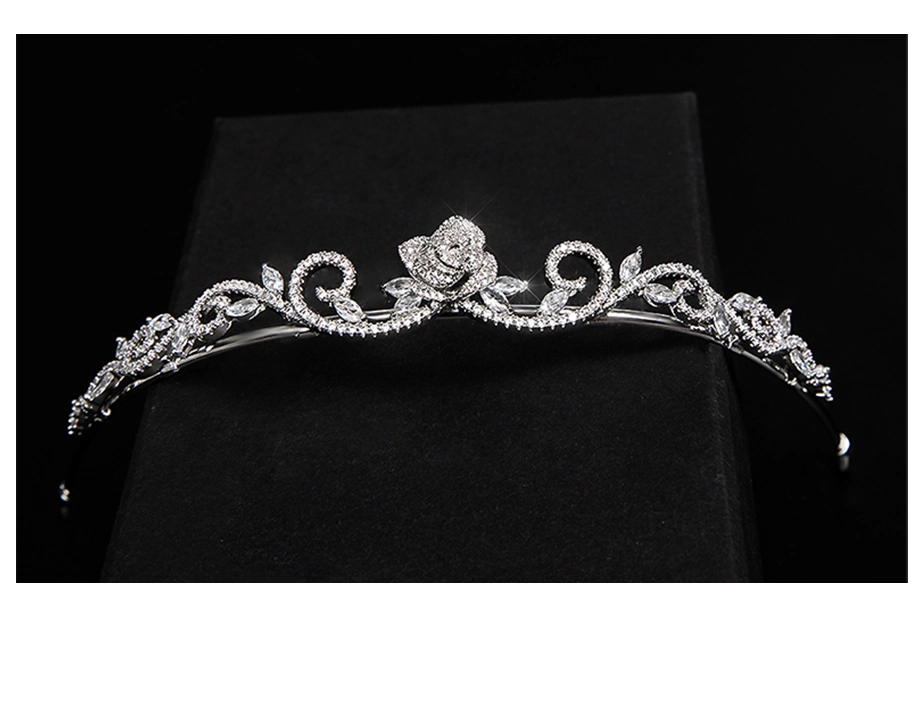 Jade Angel Cubic Zirconia Flower Crown Headband Simple Silver Plated Brass Flowering Vine Quinceanera Tiaras for Women Gift