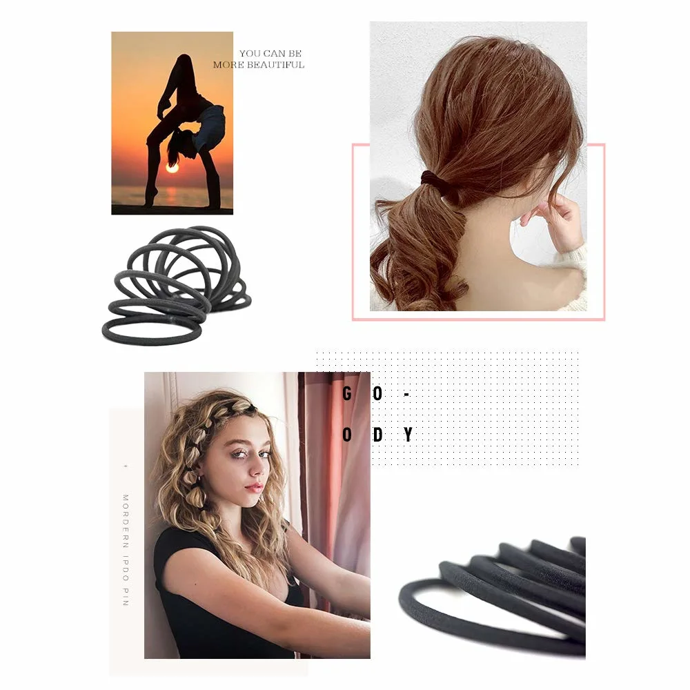 No-Metal Hair Elastics Hair Ties Ponytail Holders Hair Bands