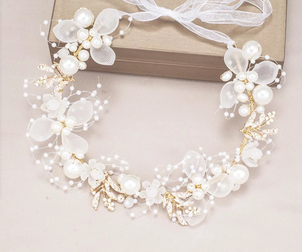 Pearl Hair Vine Headband for Flower Gilr. Bridal Wedding Pearl Hair Vine