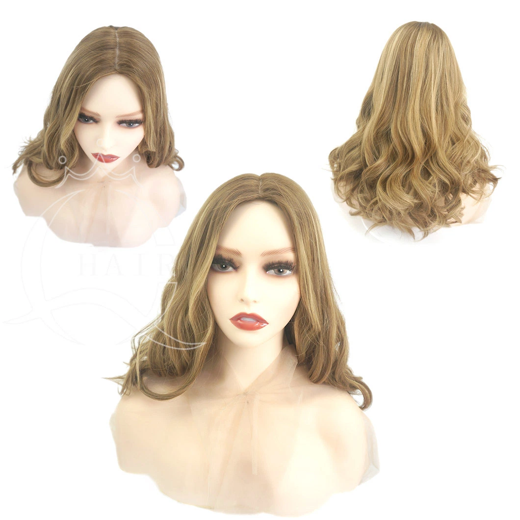 Orthodox Religion Human Hair Wig for Kosher China Man Made Slight Layer Brown Highlight 8 10 14 Color Wave Heavy Density Skin Top Silk Top Kosher Jewish