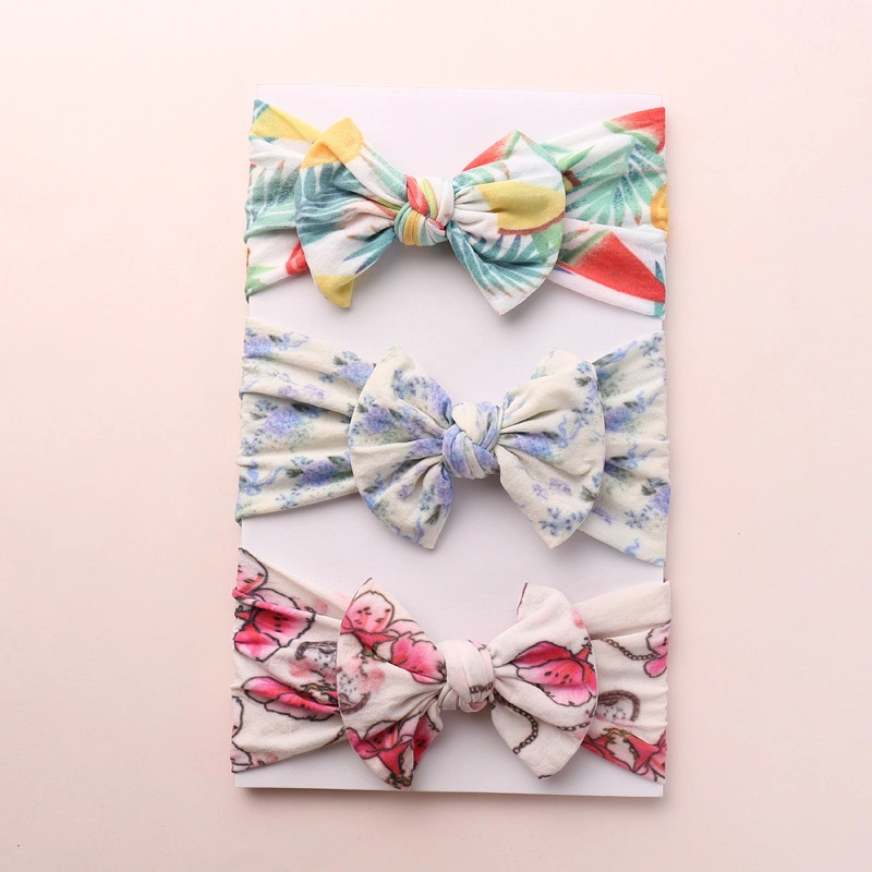 New Cute Fruit Floral Print Bow Baby Headband for Baby