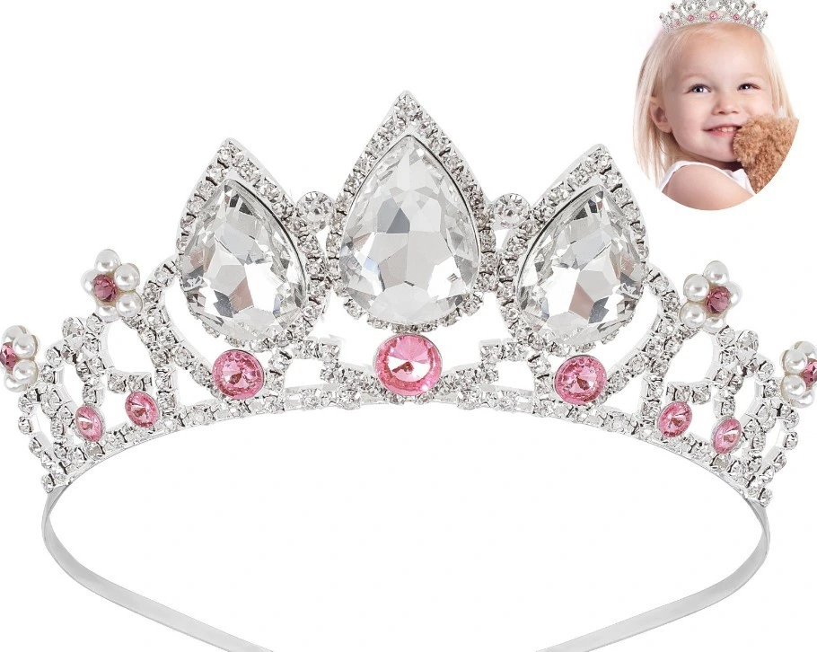 Fashion Children Hair Accessories Head Accessories Teardrop Cute Crown Rhinestone Hairpin Crown Baby Headband