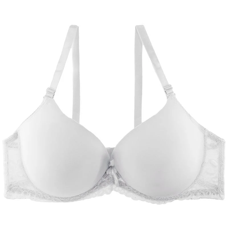 Intiflower Simple Designed Cotton Padded Big Size Bra Push up Low Back Adjustable Straps Two Hook and Eyes