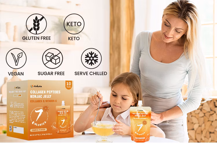 Factory Price Zero Fat Collagen Peptide Orange Flavor Konjac Jelly Drink Instant Low Sugar Fruit Jelly