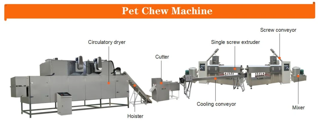 Automatic Pet Treats Making Dog Pallet Soft Chews Gum Stick Food Chewing Single Screw Extruder Process Production Line Machinery