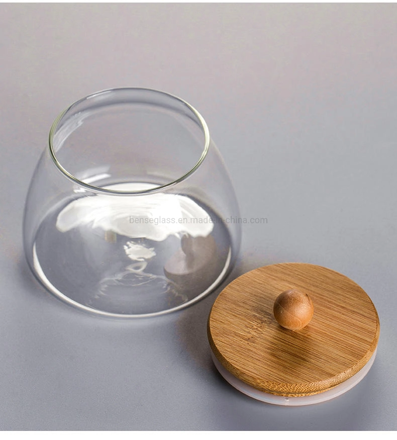 Bamboo Wood Lid Glass Storage Jar, Heat Resistant Glass Jars Food Container